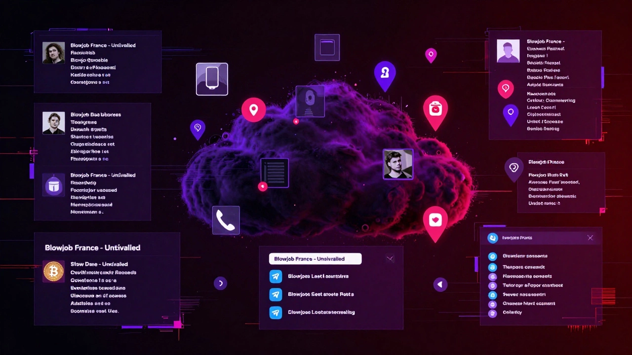 Digital dashboard showing harvested personal data from fake escort ads with cryptocurrency and Telegram logs.